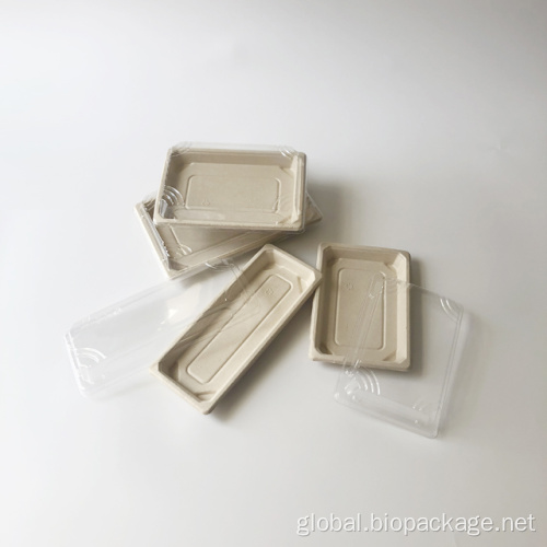 Restaurant To Go Takeout Sushi Container Disposable sugarcane bagasse pulp sushi tray with lid Manufactory